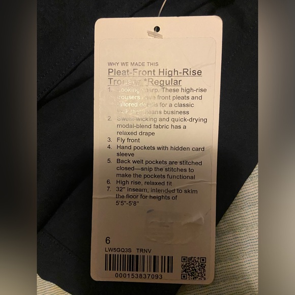 lululemon athletica Pleat-Front High- Rise Trouser size 6 - Picture 9 of 10